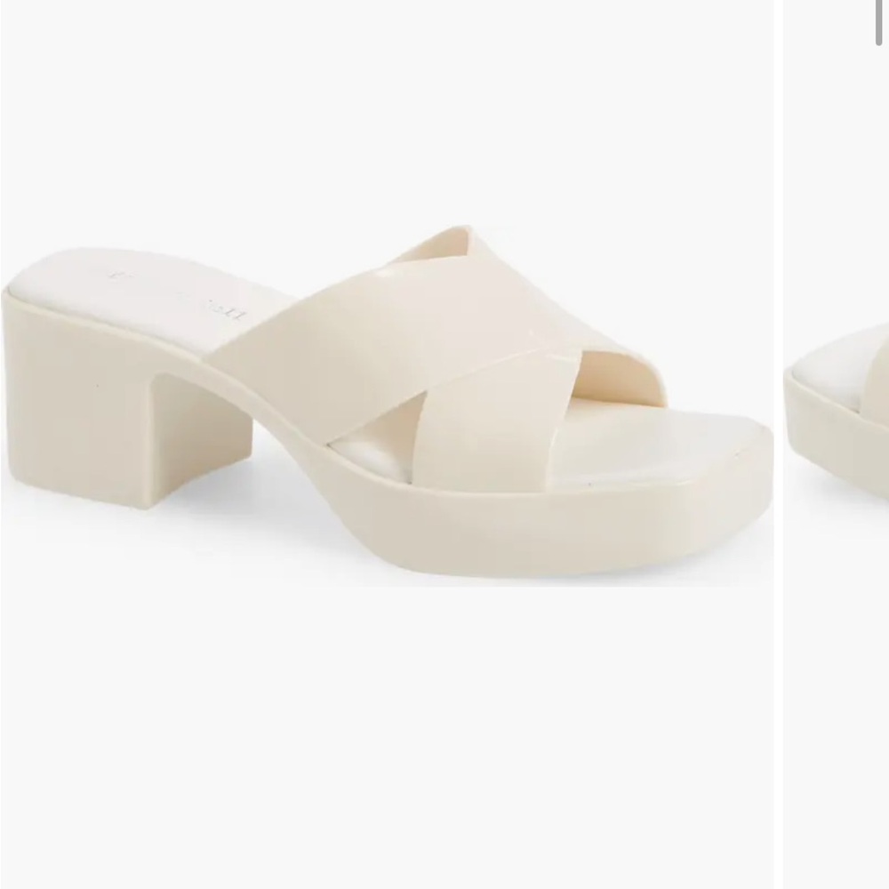 Jeffrey Campbell Bubblegum Platform Sandal cream shiny size 9